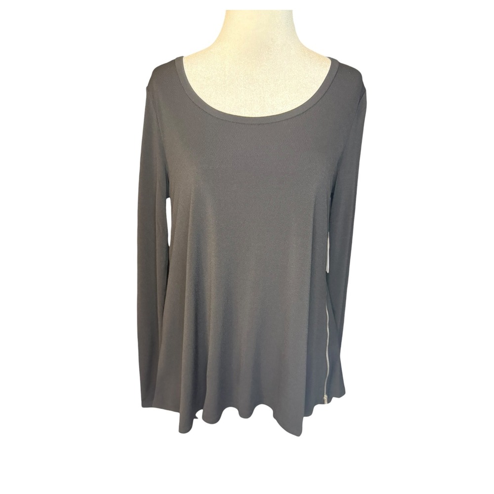 Philosophy Republic Clothing Womens XS Black Long Sleeve Side Zip Top Blouse NEW